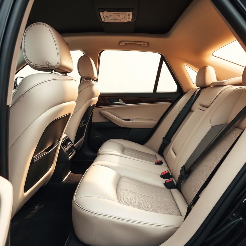 Detailed cream leather car interior